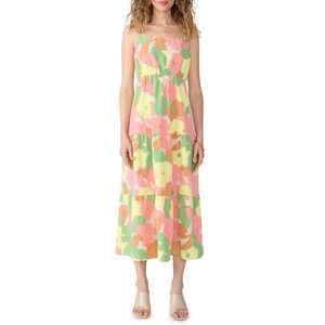Social Standard Sanctuary Floral Tiered‎ Midi Dress L Spring Coastal NWT